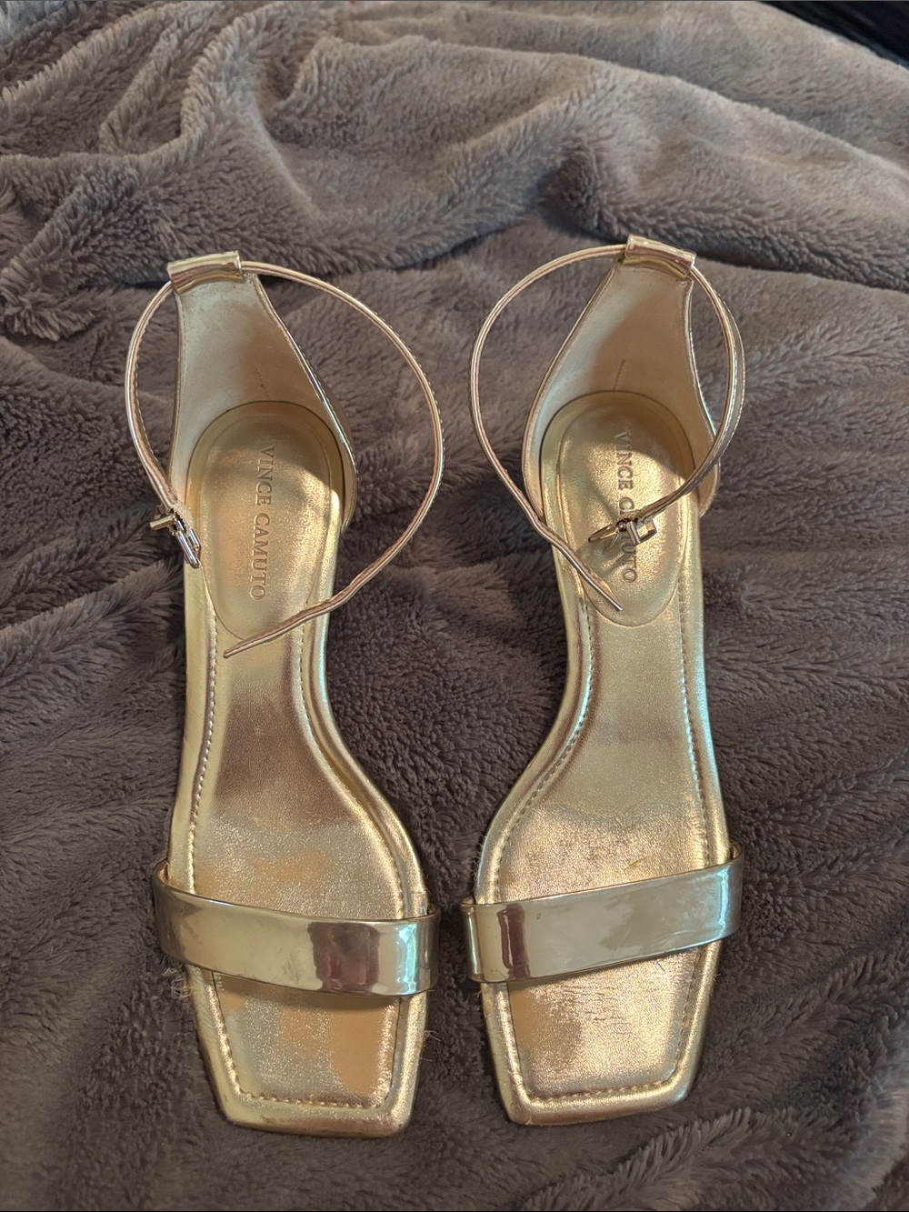 Vince Camuto Metallic Gold Ankle-Strap Sandals